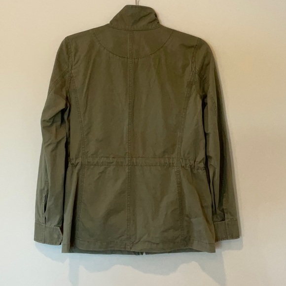 J Crew Olive Green Twill Utility Jacket Cargo Pockets Drawstring Waist - Picture 4 of 7